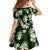Green Tropical Hawaii Family Matching Off The Shoulder Long Sleeve Dress and Hawaiian Shirt Seamless Monstera Plumeria Hawaiian Pattern - Polynesian Pride