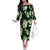 Green Tropical Hawaii Family Matching Off The Shoulder Long Sleeve Dress and Hawaiian Shirt Seamless Monstera Plumeria Hawaiian Pattern - Polynesian Pride