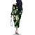 Green Tropical Hawaii Family Matching Off The Shoulder Long Sleeve Dress and Hawaiian Shirt Seamless Monstera Plumeria Hawaiian Pattern - Polynesian Pride