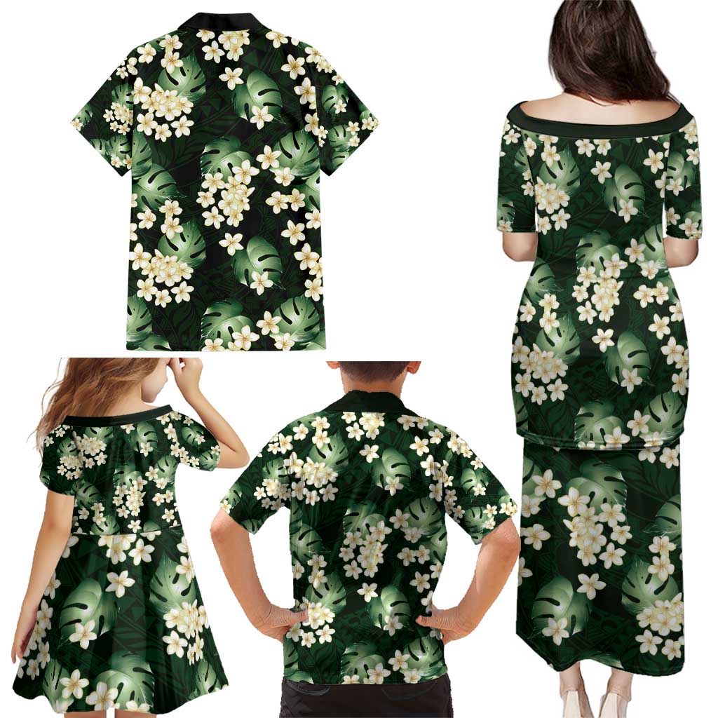 Green Tropical Hawaii Family Matching Puletasi and Hawaiian Shirt Seamless Monstera Plumeria Hawaiian Pattern - Polynesian Pride
