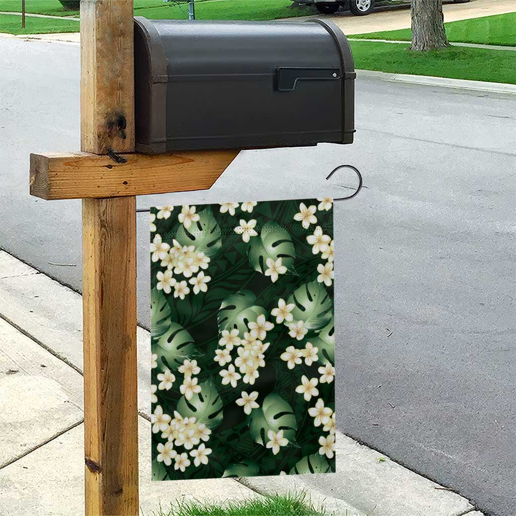 Green Tropical Hawaii Garden Flag Seamless Monstera Plumeria Hawaiian Pattern - Polynesian Pride