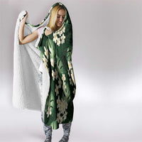 Green Tropical Hawaii Hooded Blanket Seamless Monstera Plumeria Hawaiian Pattern - Polynesian Pride