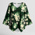 Green Tropical Hawaii Kimono Sleeve Blouse Seamless Monstera Plumeria Hawaiian Pattern - Polynesian Pride