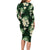 Green Tropical Hawaii Long Sleeve Bodycon Dress Seamless Monstera Plumeria Hawaiian Pattern - Polynesian Pride