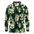 Green Tropical Hawaii Long Sleeve Polo Shirt Seamless Monstera Plumeria Hawaiian Pattern - Polynesian Pride