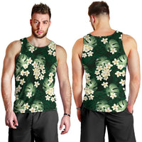 Green Tropical Hawaii Men Tank Top Seamless Monstera Plumeria Hawaiian Pattern - Polynesian Pride