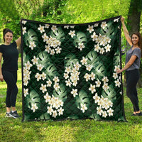 Green Tropical Hawaii Quilt Seamless Monstera Plumeria Hawaiian Pattern - Polynesian Pride