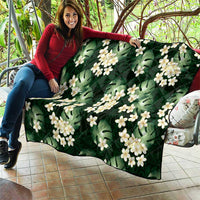 Green Tropical Hawaii Quilt Seamless Monstera Plumeria Hawaiian Pattern - Polynesian Pride