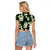Green Tropical Hawaii Raglan Cropped T Shirt Seamless Monstera Plumeria Hawaiian Pattern - Polynesian Pride
