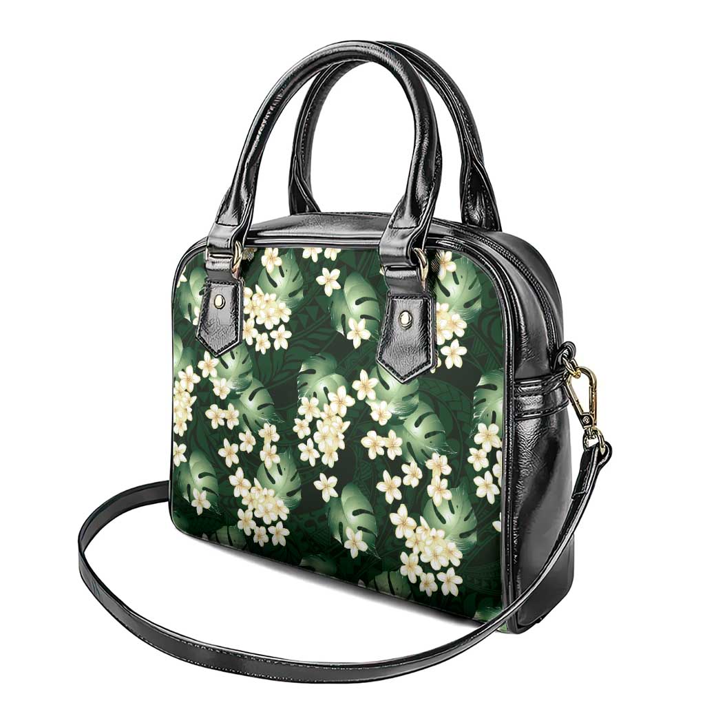Green Tropical Hawaii Shoulder Handbag Seamless Monstera Plumeria Hawaiian Pattern - Polynesian Pride