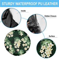 Green Tropical Hawaii Spare Tire Cover Seamless Monstera Plumeria Hawaiian Pattern - Polynesian Pride