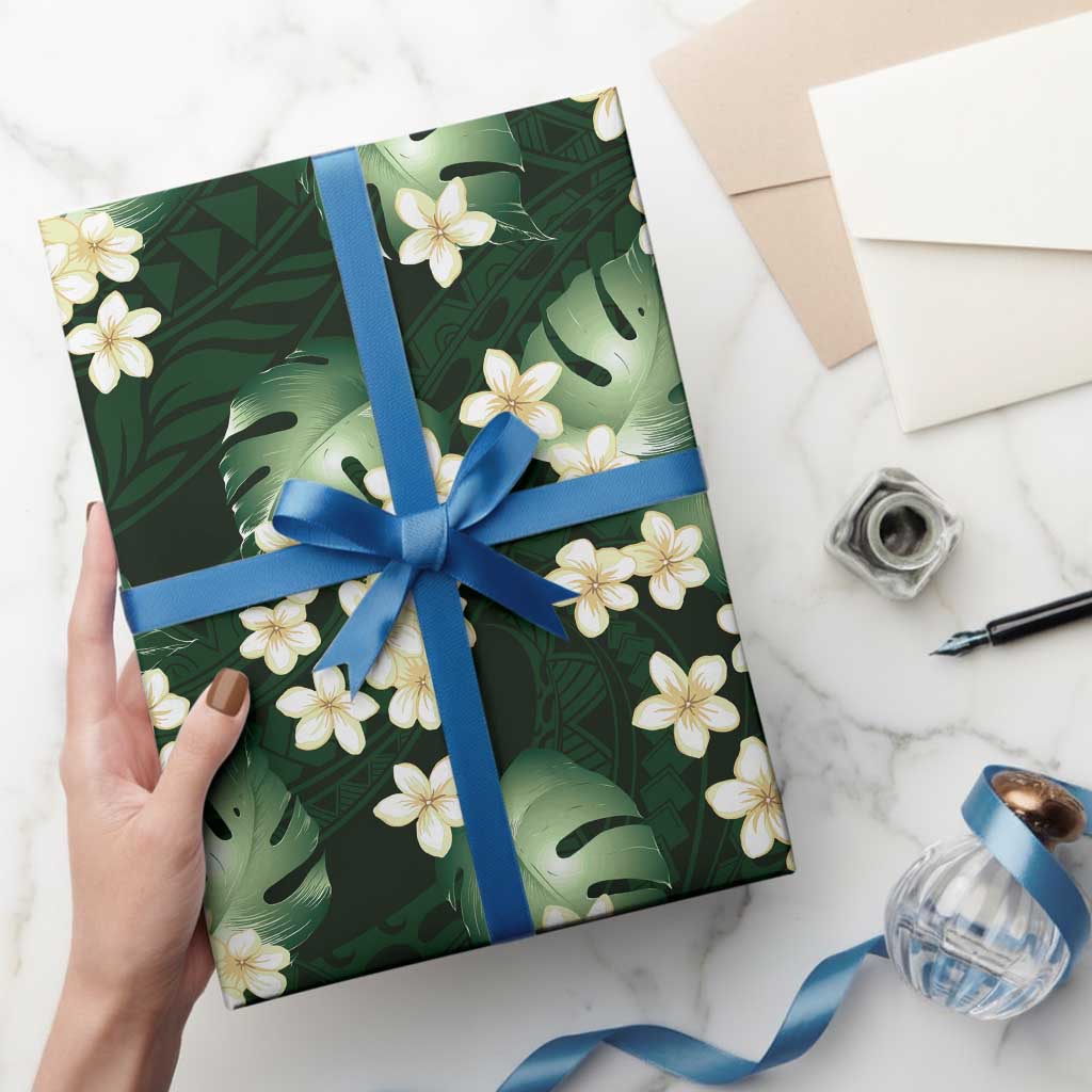 Green Tropical Hawaii Wrapping Paper Seamless Monstera Plumeria Hawaiian Pattern - Polynesian Pride