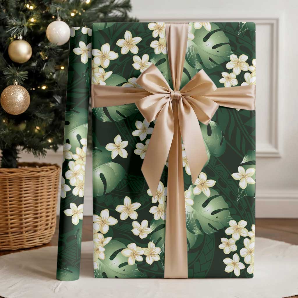 Green Tropical Hawaii Wrapping Paper Seamless Monstera Plumeria Hawaiian Pattern - Polynesian Pride