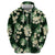 Green Tropical Hawaii Zip Hoodie Seamless Monstera Plumeria Hawaiian Pattern - Polynesian Pride