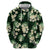 Green Tropical Hawaii Zip Hoodie Seamless Monstera Plumeria Hawaiian Pattern - Polynesian Pride