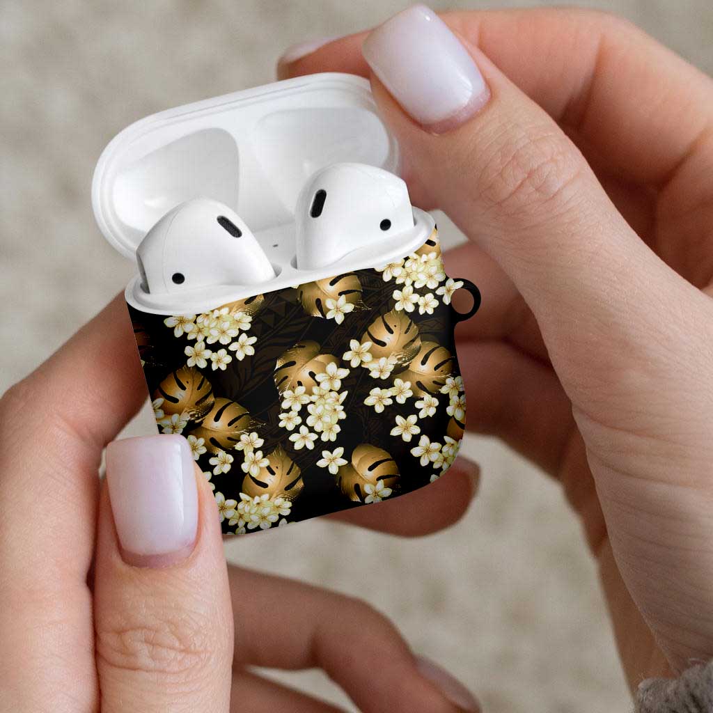 Gold Tropical Hawaii AirPods Case Seamless Monstera Plumeria Hawaiian Pattern - Polynesian Pride