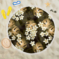 Gold Tropical Hawaii Beach Blanket Seamless Monstera Plumeria Hawaiian Pattern - Polynesian Pride