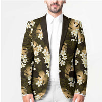 Gold Tropical Hawaii Blazer Seamless Monstera Plumeria Hawaiian Pattern - Polynesian Pride