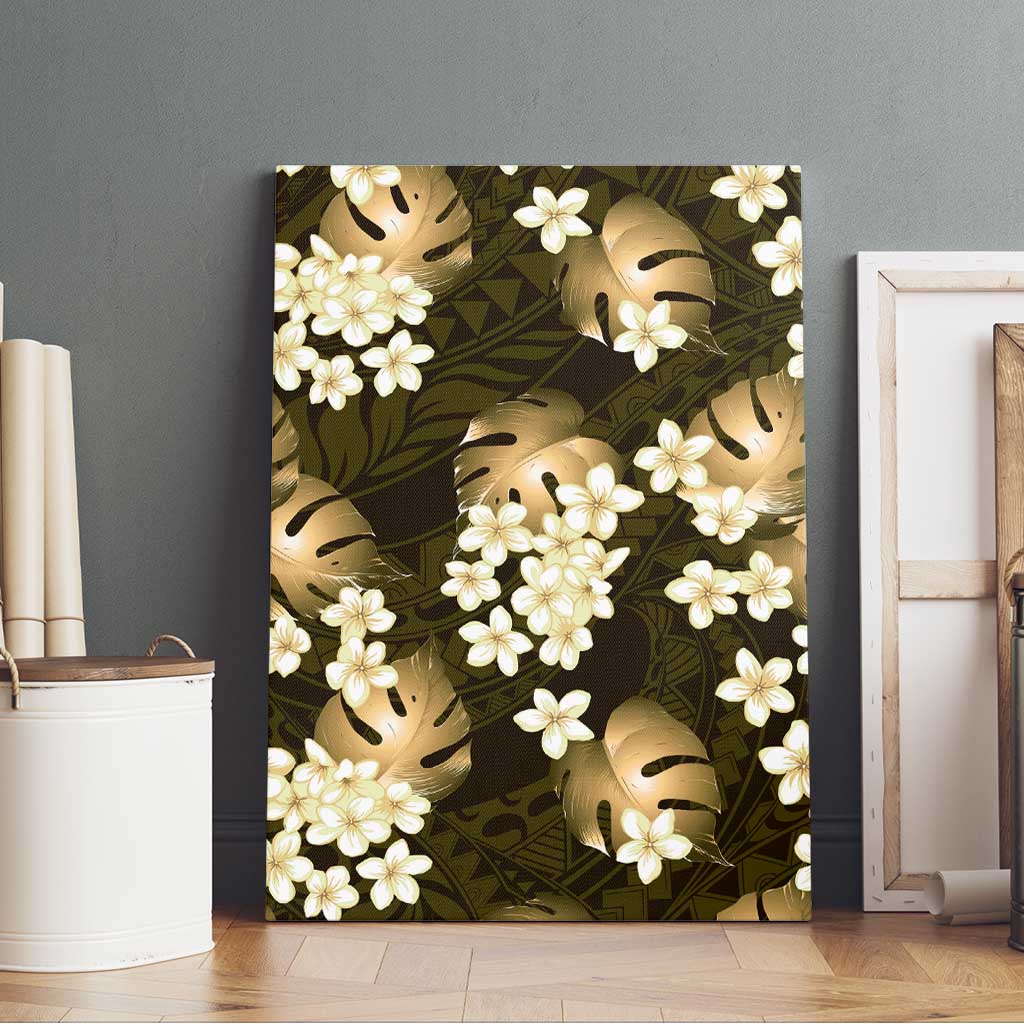 Gold Tropical Hawaii Canvas Wall Art Seamless Monstera Plumeria Hawaiian Pattern - Polynesian Pride
