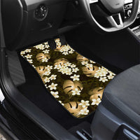 Gold Tropical Hawaii Car Mats Seamless Monstera Plumeria Hawaiian Pattern - Polynesian Pride