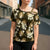 Gold Tropical Hawaii Cross Shoulder Shirt Seamless Monstera Plumeria Hawaiian Pattern - Polynesian Pride
