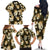 Gold Tropical Hawaii Family Matching Off The Shoulder Long Sleeve Dress and Hawaiian Shirt Seamless Monstera Plumeria Hawaiian Pattern - Polynesian Pride