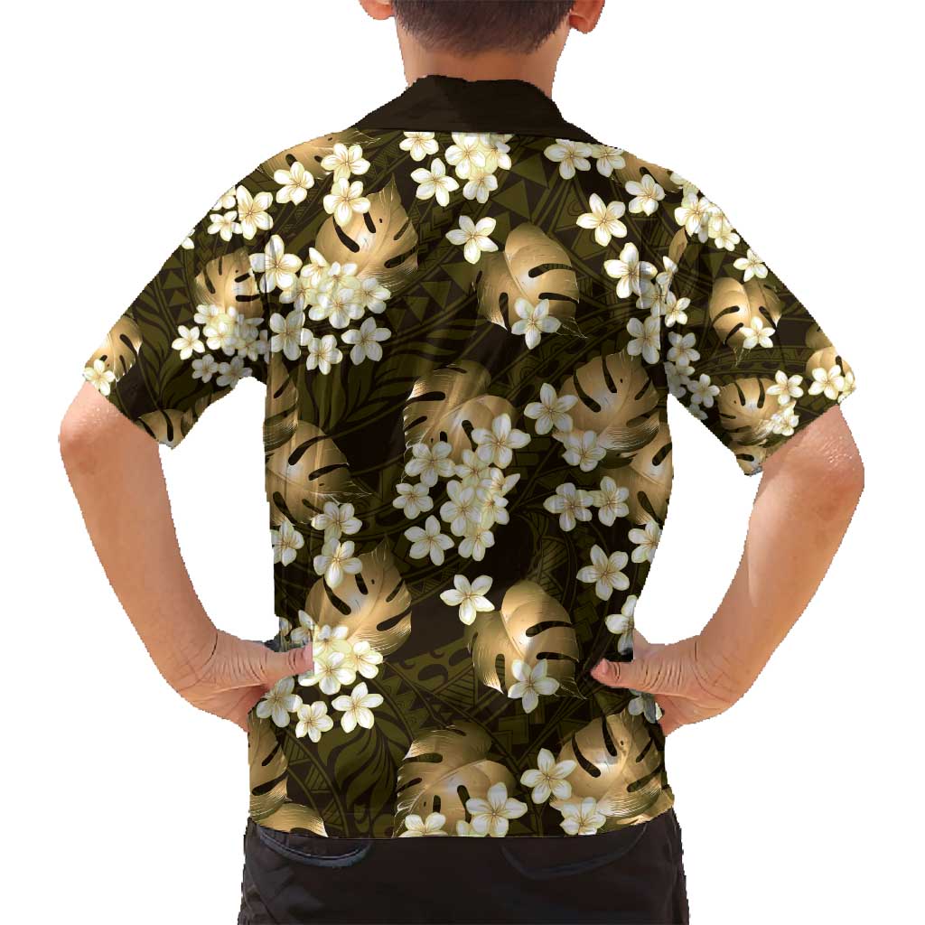 Gold Tropical Hawaii Family Matching Puletasi and Hawaiian Shirt Seamless Monstera Plumeria Hawaiian Pattern - Polynesian Pride