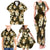 Gold Tropical Hawaii Family Matching Tank Maxi Dress and Hawaiian Shirt Seamless Monstera Plumeria Hawaiian Pattern - Polynesian Pride