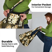 Gold Tropical Hawaii Grocery Bag Seamless Monstera Plumeria Hawaiian Pattern - Polynesian Pride