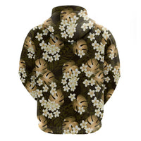 Gold Tropical Hawaii Hoodie Seamless Monstera Plumeria Hawaiian Pattern - Polynesian Pride