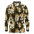 Gold Tropical Hawaii Long Sleeve Polo Shirt Seamless Monstera Plumeria Hawaiian Pattern - Polynesian Pride