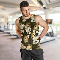 Gold Tropical Hawaii Men Tank Top Seamless Monstera Plumeria Hawaiian Pattern - Polynesian Pride