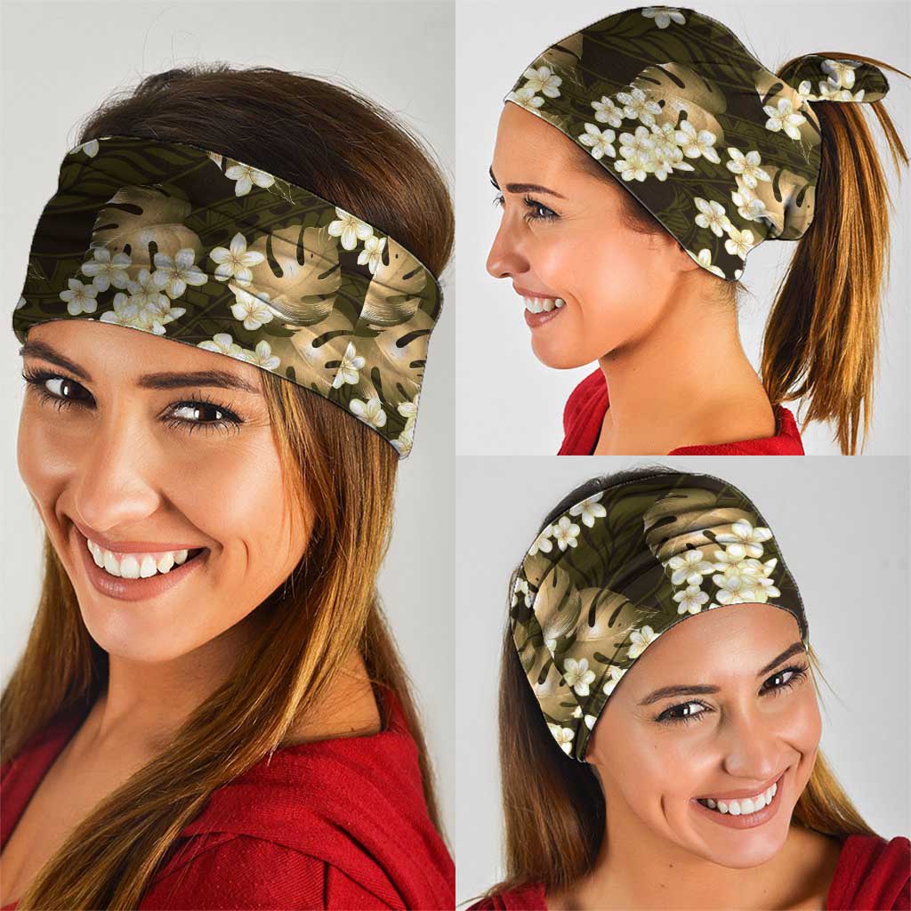 Gold Tropical Hawaii Neck Gaiter Seamless Monstera Plumeria Hawaiian Pattern - Polynesian Pride
