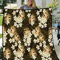 Gold Tropical Hawaii Quilt Seamless Monstera Plumeria Hawaiian Pattern - Polynesian Pride
