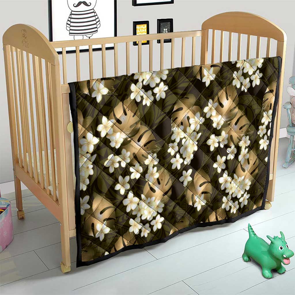 Gold Tropical Hawaii Quilt Seamless Monstera Plumeria Hawaiian Pattern - Polynesian Pride