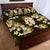 Gold Tropical Hawaii Quilt Bed Set Seamless Monstera Plumeria Hawaiian Pattern - Polynesian Pride