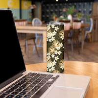 Gold Tropical Hawaii Skinny Tumbler Seamless Monstera Plumeria Hawaiian Pattern - Polynesian Pride