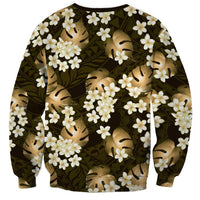 Gold Tropical Hawaii Sweatshirt Seamless Monstera Plumeria Hawaiian Pattern - Polynesian Pride