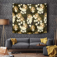 Gold Tropical Hawaii Tapestry Seamless Monstera Plumeria Hawaiian Pattern - Polynesian Pride