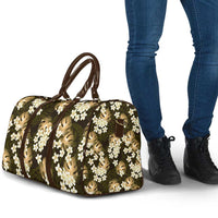 Gold Tropical Hawaii Travel Bag Seamless Monstera Plumeria Hawaiian Pattern - Polynesian Pride