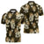 Gold Tropical Hawaii Zipper Polo Shirt Seamless Monstera Plumeria Hawaiian Pattern - Polynesian Pride