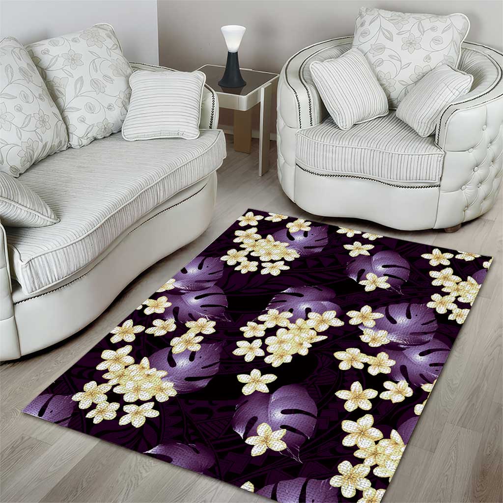 Purple Tropical Hawaii Area Rug Seamless Monstera Plumeria Hawaiian Pattern - Polynesian Pride