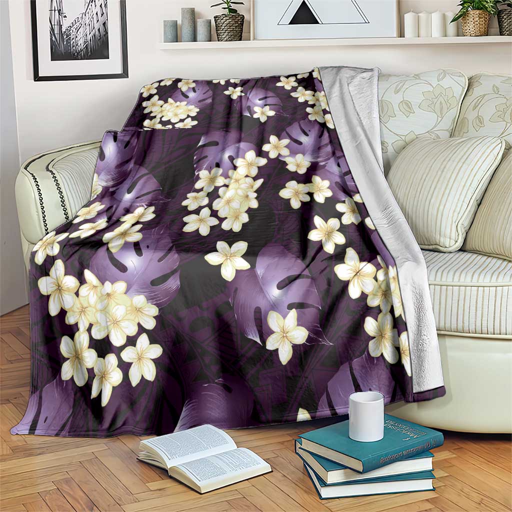 Purple Tropical Hawaii Blanket Seamless Monstera Plumeria Hawaiian Pattern - Polynesian Pride