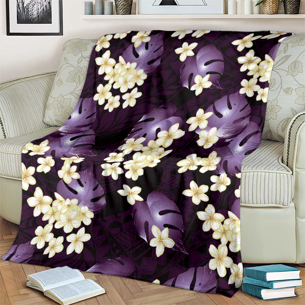 Purple Tropical Hawaii Blanket Seamless Monstera Plumeria Hawaiian Pattern - Polynesian Pride