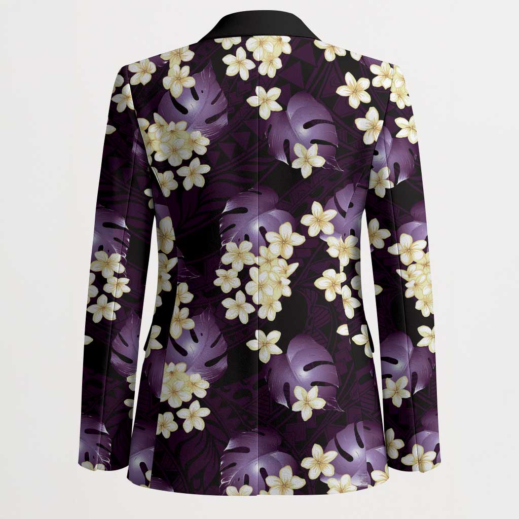Purple Tropical Hawaii Blazer Seamless Monstera Plumeria Hawaiian Pattern - Polynesian Pride