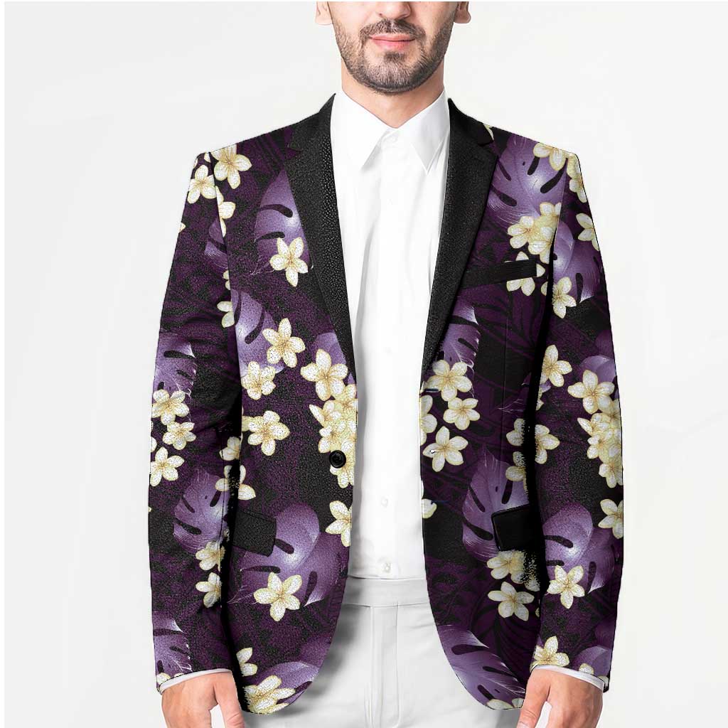 Purple Tropical Hawaii Blazer Seamless Monstera Plumeria Hawaiian Pattern - Polynesian Pride