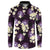 Purple Tropical Hawaii Button Sweatshirt Seamless Monstera Plumeria Hawaiian Pattern - Polynesian Pride