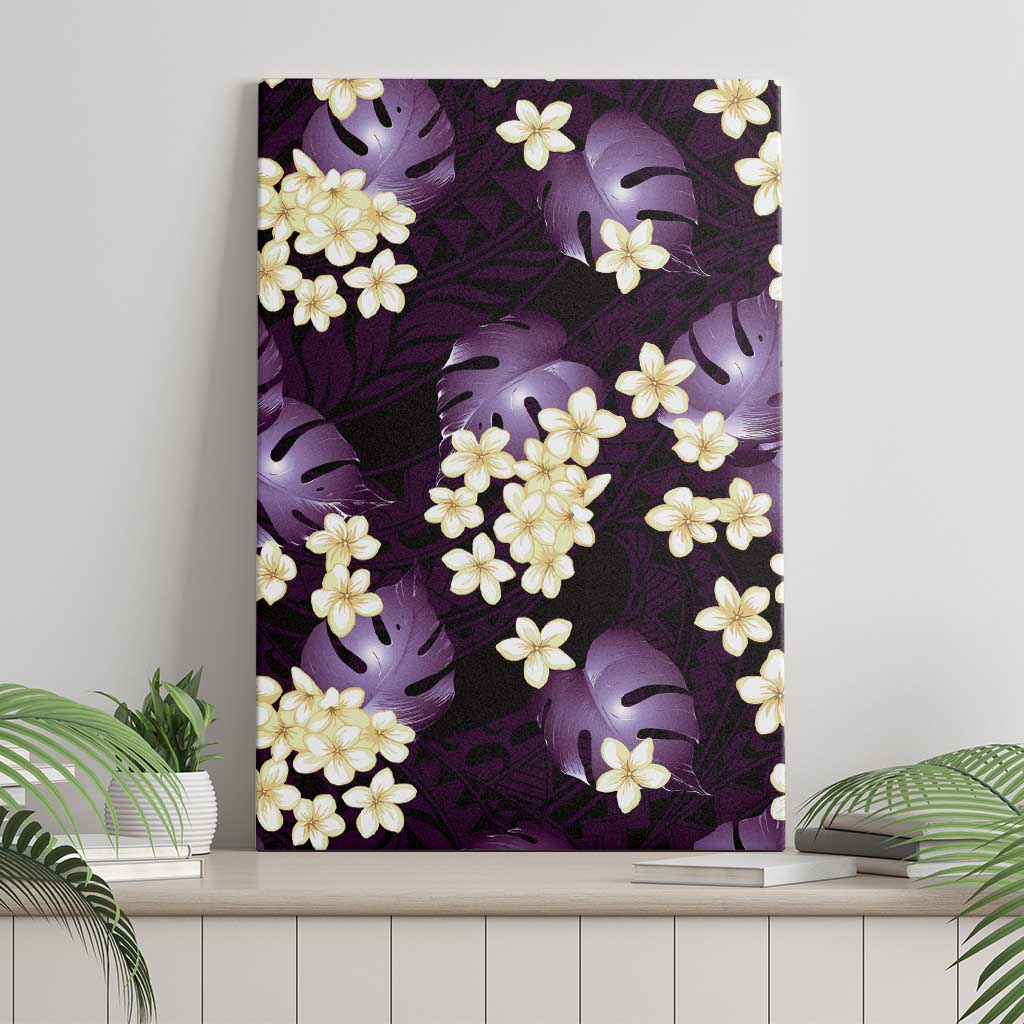 Purple Tropical Hawaii Canvas Wall Art Seamless Monstera Plumeria Hawaiian Pattern - Polynesian Pride