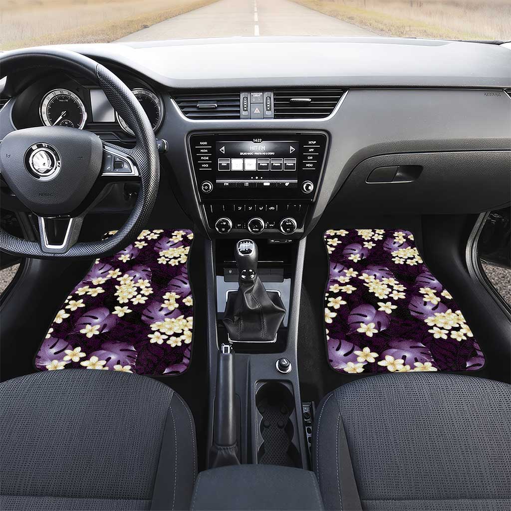 Purple Tropical Hawaii Car Mats Seamless Monstera Plumeria Hawaiian Pattern - Polynesian Pride