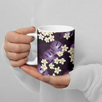 Purple Tropical Hawaii Ceramic Mug Seamless Monstera Plumeria Hawaiian Pattern - Polynesian Pride